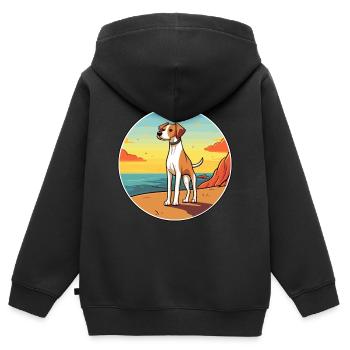 Alano Español Hund Rasse Cartoon Kawaii Clipart Hund - Kinder Premium Organic Zip Hoodie - Schwarz - Hinten - AI Model Kid Male (0cm)