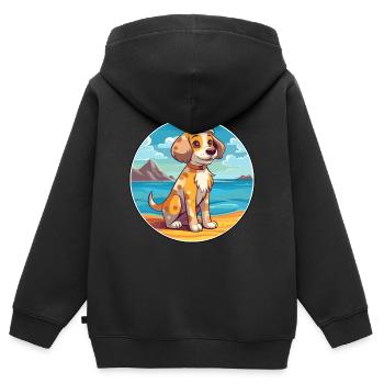 Akbash Hund Rasse Cartoon Kawaii Clipart Aquarell - Kinder Premium Organic Zip Hoodie - Schwarz - Hinten - AI Model Kid Male (0cm)
