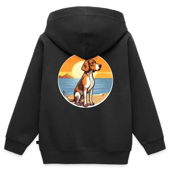 Ariege Pointer Hund Rasse Cartoon Kawaii Clipart - Kinder Premium Organic Zip Hoodie - Schwarz - Hinten - AI Model Kid Male (0cm)