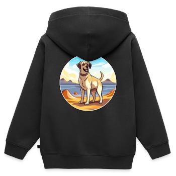 Anatolian Shepherd Dog Breed Cartoon Kawaii Dog - Kids Premium Organic Zip-up Hoodie - black - Back - AI Model Kid Male (0cm)