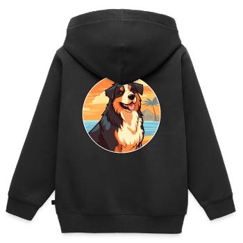 Alabai Schäferhund Rasse Cartoon Kawaii Clipart - Kinder Premium Organic Zip Hoodie - Schwarz - Hinten - AI Model Kid Male (0cm)