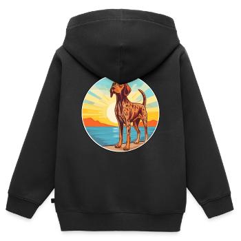 Auvergne Pointing Dog Rasse Cartoon Kawaii Clipart - Kinder Premium Organic Zip Hoodie - Schwarz - Hinten - AI Model Kid Male (0cm)