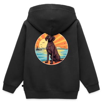 Berger De Beauce Dog Breed Cartoon Kawaii Clipart - Kids Premium Organic Zip-up Hoodie - black - Back - AI Model Kid Male (0cm)