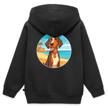 Cao De Castro Laboreiro Hunderasse Cartoon Kawaii - Kinder Premium Organic Zip Hoodie - Schwarz - Hinten - AI Model Kid Male (0cm)