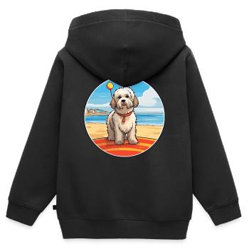Katalanischer Schäferhund Hund Rasse Cartoon Kawaii Clipart - Kinder Premium Organic Zip Hoodie - Schwarz - Hinten - AI Model Kid Male (0cm)