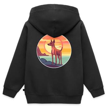 Cirneco Dell Ätna Hund Rasse Cartoon Kawaii Clipart - Kinder Premium Organic Zip Hoodie - Schwarz - Hinten - AI Model Kid Male (0cm)