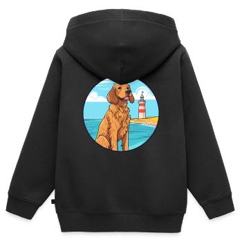 Fauve De Bretagne Dog Breed Cartoon Kawaii Clipart - Kids Premium Organic Zip-up Hoodie - black - Back - AI Model Kid Male (0cm)