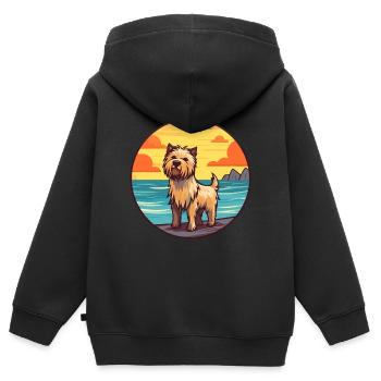 Glen Of Imaal Terrier chien race Cartoon Kawaii chien - Sweat Premium à capuche zippé enfant bio - noir - Dos - AI Model Kid Male (0cm)