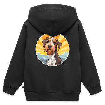 Istrischer Drahthaarhund Hund Rasse Cartoon Kawaii - Kinder Premium Organic Zip Hoodie - Schwarz - Hinten - AI Model Kid Male (0cm)