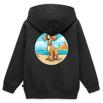Kombai Dog Breed Cartoon Kawaii Clipart Watercolor - Kids Premium Organic Zip-up Hoodie - black - Back - AI Model Kid Male (0cm)