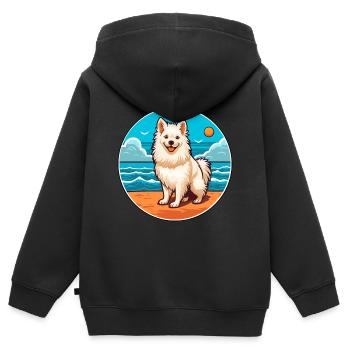 Indischer Spitz Hund Rasse Cartoon Kawaii Clipart Hund - Kinder Premium Organic Zip Hoodie - Schwarz - Hinten - AI Model Kid Male (0cm)