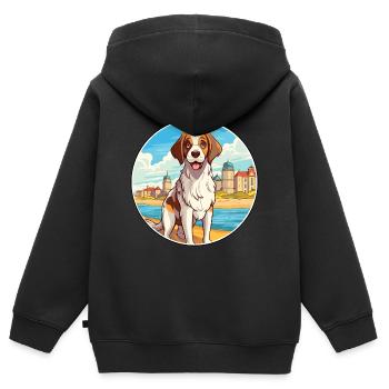 Moscow Watchdog Dog Breed Cartoon Kawaii Clipart - Kids Premium Organic Zip-up Hoodie - black - Back - AI Model Kid Male (0cm)