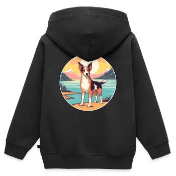 Neuseeland Hund Rasse Cartoon Kawaii Clipart Hund - Kinder Premium Organic Zip Hoodie - Schwarz - Hinten - AI Model Kid Male (0cm)