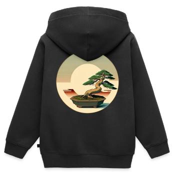 Elegant Bonsai - Kids Premium Organic Zip-up Hoodie - black - Back - AI Model Kid Male (0cm)