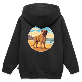 Perro de Presa Canario Hunderasse Cartoon Kawaii - Kinder Premium Organic Zip Hoodie - Schwarz - Hinten - AI Model Kid Male (0cm)