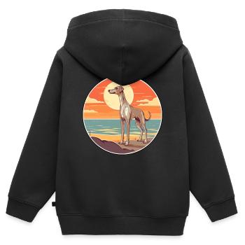 Old Croatian Sighthound Dog Breed Cartoon Kawaii - Kids Premium Organic Zip-up Hoodie - black - Back - AI Model Kid Male (0cm)