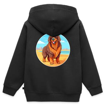 Tibetischer Mastiff Hund Rasse Cartoon Kawaii Clipart - Kinder Premium Organic Zip Hoodie - Schwarz - Hinten - AI Model Kid Male (0cm)