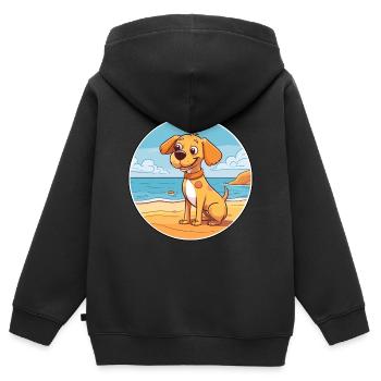 Sabueso Español Hund Rasse Cartoon Kawaii Clipart - Kinder Premium Organic Zip Hoodie - Schwarz - Hinten - AI Model Kid Male (0cm)