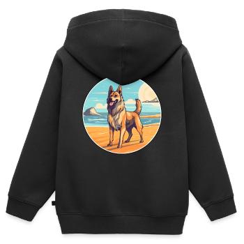 Schäferhund Rasse Cartoon Kawaii Clipart - Kinder Premium Organic Zip Hoodie - Schwarz - Hinten - AI Model Kid Male (0cm)