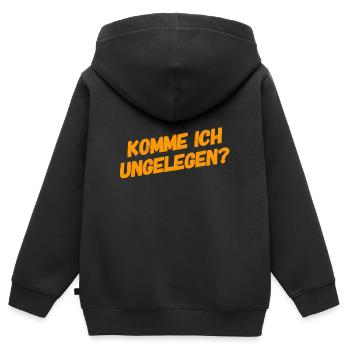 soll ich wieder gehen? - Kinder Premium Organic Zip Hoodie - Schwarz - Hinten - AI Model Kid Male (0cm)