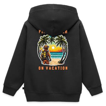 Feuerwehrmann im Urlaub - Kinder Premium Organic Zip Hoodie - Schwarz - Hinten - AI Model Kid Male (0cm)