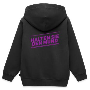 halten Sie den Mund - Kinder Premium Organic Zip Hoodie - Schwarz - Hinten - AI Model Kid Male (0cm)