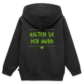 Mund halten - Kinder Premium Organic Zip Hoodie - Schwarz - Hinten - AI Model Kid Male (0cm)
