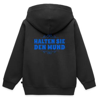 seien sie ruhig - Kinder Premium Organic Zip Hoodie - Schwarz - Hinten - AI Model Kid Male (0cm)