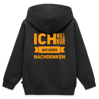 ich möchte nicht darüber nachdenken - Kinder Premium Organic Zip Hoodie - Schwarz - Hinten - AI Model Kid Male (0cm)