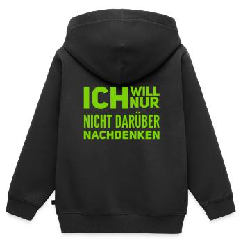 ich will es ignorieren - Kinder Premium Organic Zip Hoodie - Schwarz - Hinten - AI Model Kid Male (0cm)