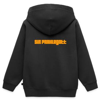 vor dir steht ein Angeber - Kinder Premium Organic Zip Hoodie - Schwarz - Hinten - AI Model Kid Male (0cm)