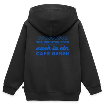 ab ins Cafe - Kinder Premium Organic Zip Hoodie - Schwarz - Hinten - AI Model Kid Male (0cm)