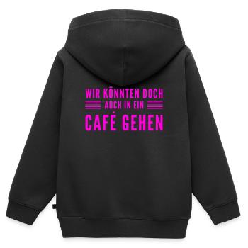 Bock auf einen Kaffee? - Kinder Premium Organic Zip Hoodie - Schwarz - Hinten - AI Model Kid Male (0cm)