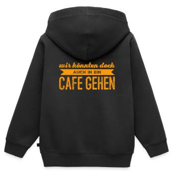 Lust auf einen Kaffee? - Kinder Premium Organic Zip Hoodie - Schwarz - Hinten - AI Model Kid Male (0cm)