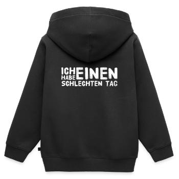 in schlechter Laune - Kinder Premium Organic Zip Hoodie - Schwarz - Hinten - AI Model Kid Male (0cm)