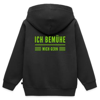ich strenge mich richtig an - Kinder Premium Organic Zip Hoodie - Schwarz - Hinten - AI Model Kid Male (0cm)