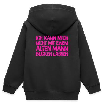 darauf habe ich keinen Bock - Kinder Premium Organic Zip Hoodie - Schwarz - Hinten - AI Model Kid Male (0cm)