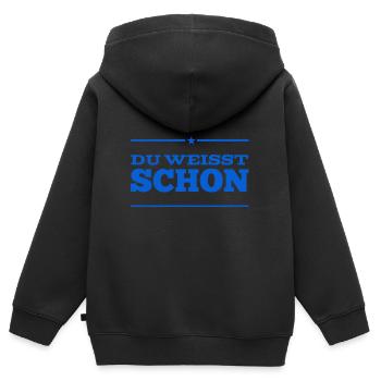 ist doch klar - Kinder Premium Organic Zip Hoodie - Schwarz - Hinten - AI Model Kid Male (0cm)
