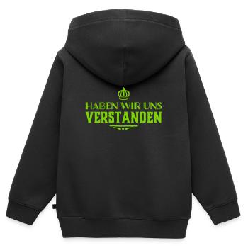 Hast du verstanden? - Kinder Premium Organic Zip Hoodie - Schwarz - Hinten - AI Model Kid Male (0cm)