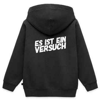 es ist ein Versuch - Kinder Premium Organic Zip Hoodie - Schwarz - Hinten - AI Model Kid Male (0cm)