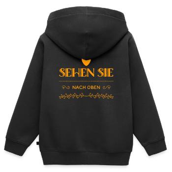 nach oben kucken - Kinder Premium Organic Zip Hoodie - Schwarz - Hinten - AI Model Kid Male (0cm)