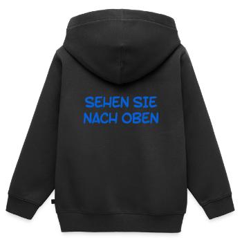 richte den Blick nach oben - Kinder Premium Organic Zip Hoodie - Schwarz - Hinten - AI Model Kid Male (0cm)