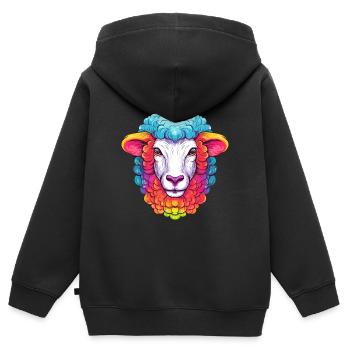 Schaf Buntes Aquarell Cartoon Kawaii Tier - Kinder Premium Organic Zip Hoodie - Schwarz - Hinten - AI Model Kid Male (0cm)