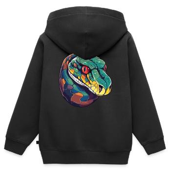 Anakonda Buntes Aquarell Cartoon Kawaii Tier - Kinder Premium Organic Zip Hoodie - Schwarz - Hinten - AI Model Kid Male (0cm)