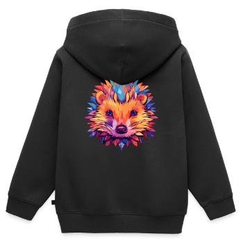 Igel Buntes Aquarell Cartoon Kawaii Tier - Kinder Premium Organic Zip Hoodie - Schwarz - Hinten - AI Model Kid Male (0cm)