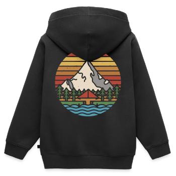 Das Abenteuer wartet auf Sie - Kinder Premium Organic Zip Hoodie - Schwarz - Hinten - AI Model Kid Male (0cm)
