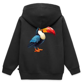 Toucan Colorful Watercolor Cartoon Kawaii Animal - Kids Premium Organic Zip-up Hoodie - black - Back - AI Model Kid Male (0cm)