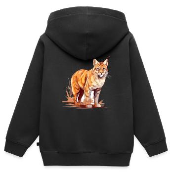 Rotluchs buntes Aquarell Karikatur Kawaii Tier - Kinder Premium Organic Zip Hoodie - Schwarz - Hinten - AI Model Kid Male (0cm)