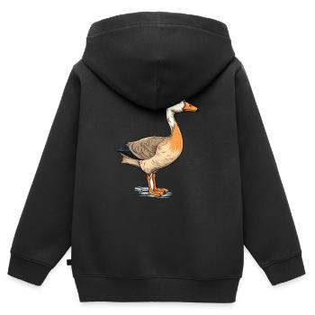 Oie Aquarelle Colorée Dessin Animé Kawaii Animal - Sweat Premium à capuche zippé enfant bio - noir - Dos - AI Model Kid Male (0cm)