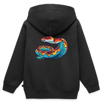 Anakonda Buntes Aquarell Cartoon Kawaii Tier - Kinder Premium Organic Zip Hoodie - Schwarz - Hinten - AI Model Kid Male (0cm)